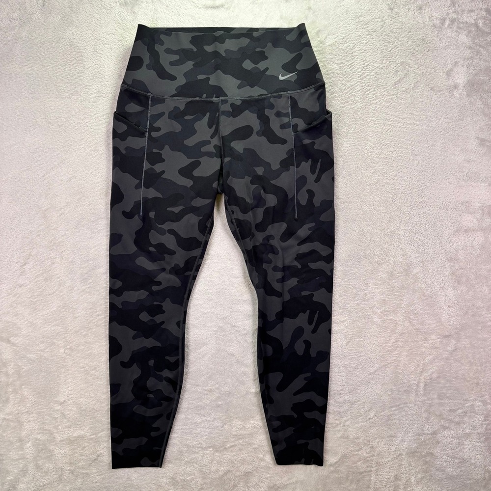 Nike Womens Universa Leggings Large Gray Camo High Rise Dri-FIT Pockets Tights - Picture 7 of 9
